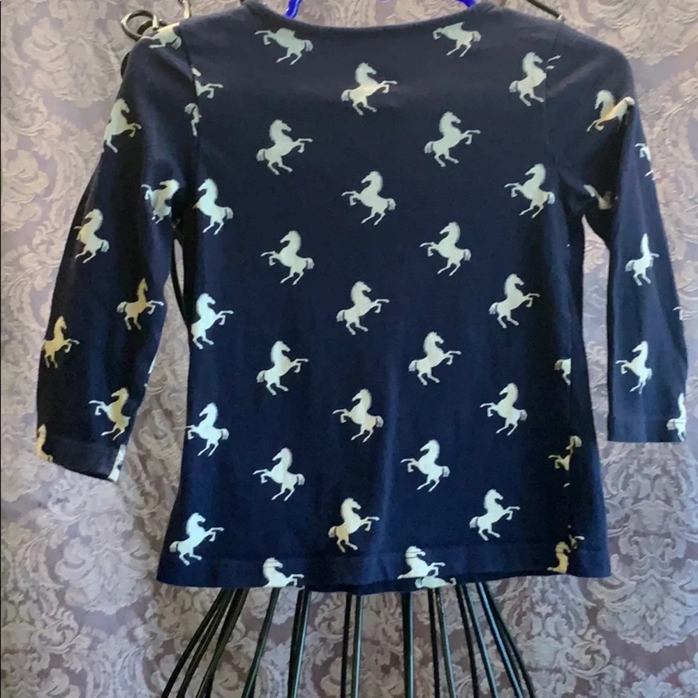 Baby Gap Horse Print Shirt Button Neck Long Sleeve Pockets Tee 100% Cotton